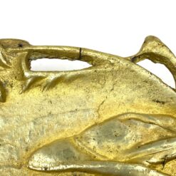 Žalvainė bareljefinė lėkštelė su medžioklės scena 12x19x2 cm