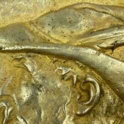 Žalvainė bareljefinė lėkštelė su medžioklės scena 12x19x2 cm