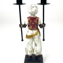 Blackamoor stiliaus dviejų šakų žvakidė iš polirezino ir metalo 8×15,5×27 cm