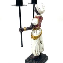 Blackamoor stiliaus dviejų šakų žvakidė iš polirezino ir metalo 8×15,5×27 cm