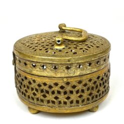 Indiška žalvarinė ažūrinė apvalios formos dėžutė 13,5×13,5×10,5 cm