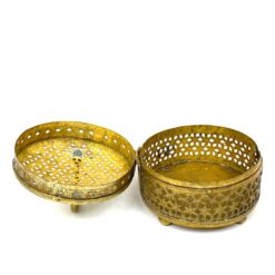 Indiška žalvarinė ažūrinė apvalios formos dėžutė 13,5×13,5×10,5 cm