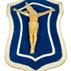 Medinis gobelenu aptrauktas paveikslas su Jėzaus Kristaus figūra 8x49x71 cm