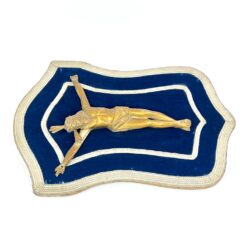 Medinis gobelenu aptrauktas paveikslas su Jėzaus Kristaus figūra 8x49x71 cm