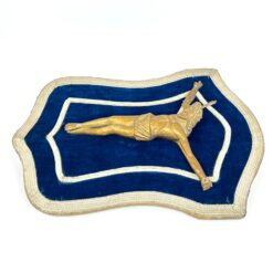 Medinis gobelenu aptrauktas paveikslas su Jėzaus Kristaus figūra 8x49x71 cm