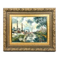 Ant drobės aliejiniais dažais tapytas miesto peizažas mediniame rėme 4,5x57,5x47,5 cm