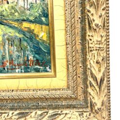 Ant drobės aliejiniais dažais tapytas miesto peizažas mediniame rėme 4,5×57,5×47,5 cm