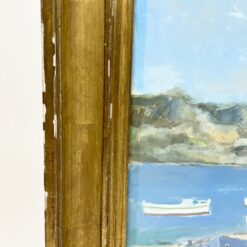 Ant popieriaus guašu tapytas Viduržemio jūros uostelio peizažas 5×61,5×44,5 cm