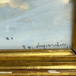 Ant popieriaus guašu tapytas Viduržemio jūros uostelio peizažas 5×61,5×44,5 cm