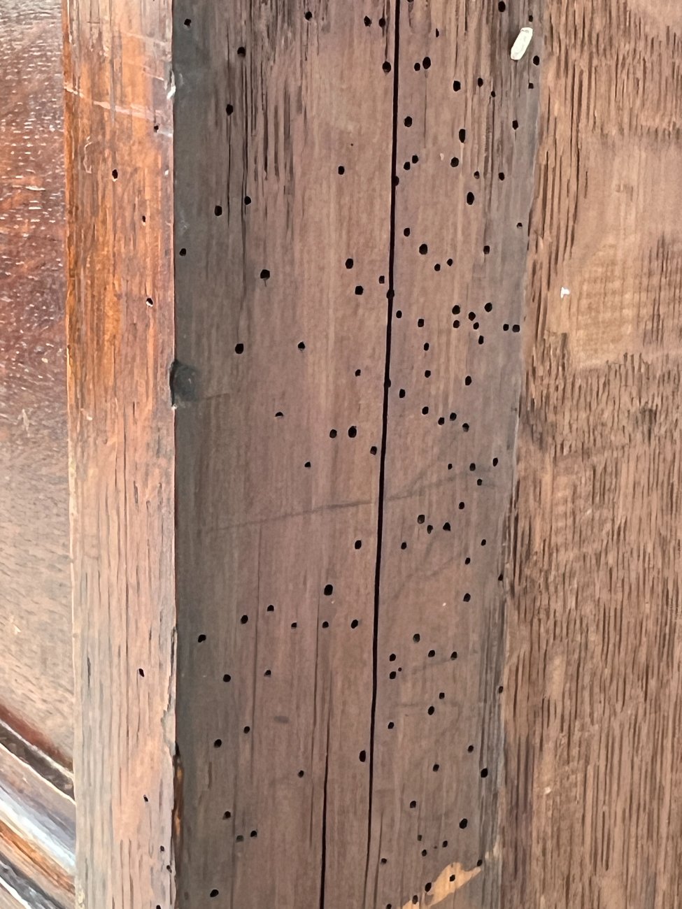 DR0375-bufetai-21 Senovinis ąžuolinis augalų motyvais drožinėtas dviejų dalių bufetas 53x152x242 cm