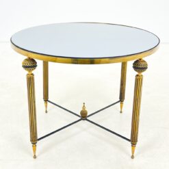 Metalinis staliukas tamsinto stiklo veidrodiniu stalviršiumi 63x63x48,5 cm