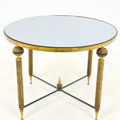 Metalinis staliukas tamsinto stiklo veidrodiniu stalviršiumi 63x63x48,5 cm