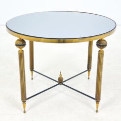 Metalinis staliukas tamsinto stiklo veidrodiniu stalviršiumi 63x63x48,5 cm