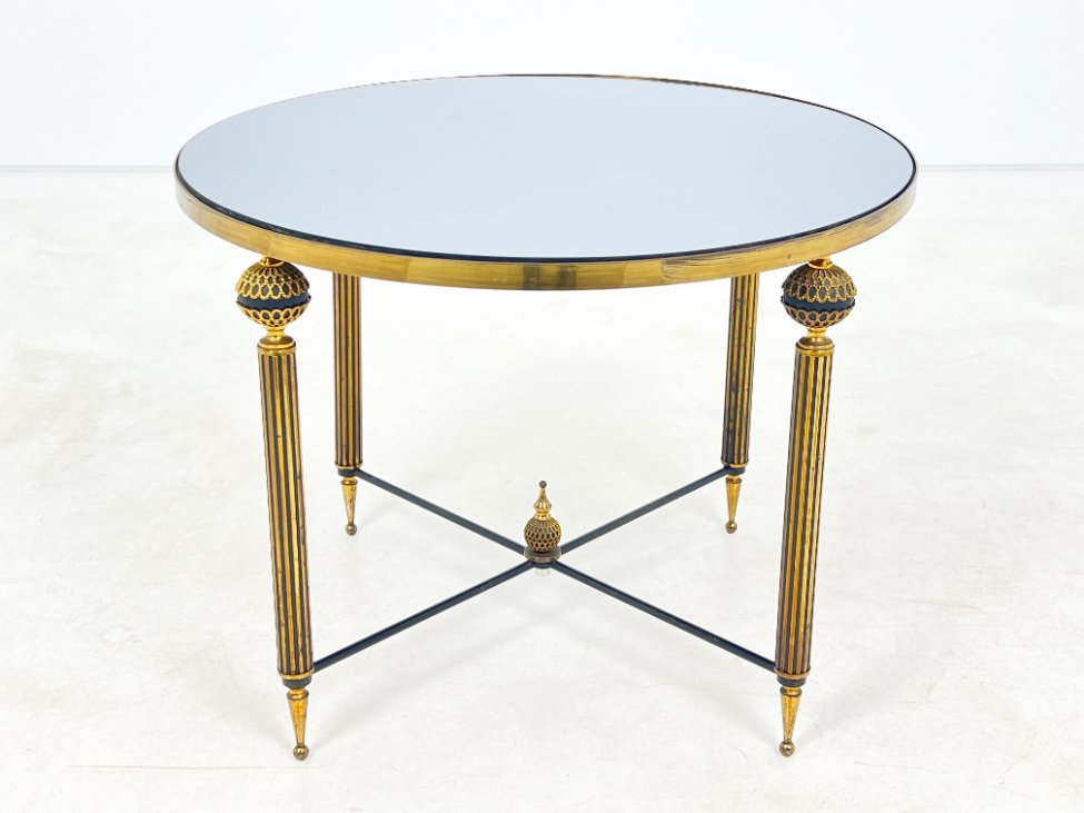 DR0376-stalai-2 Metalinis staliukas tamsinto stiklo veidrodiniu stalviršiumi 63x63x48,5 cm