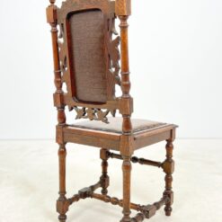 Senovinės ąžuolinės drožinėtos kėdės su eko oda 3 vnt. komplektas 47×46,5×106 cm, 48 cm