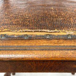 Senovinės ąžuolinės drožinėtos kėdės su eko oda 3 vnt. komplektas 47×46,5×106 cm, 48 cm