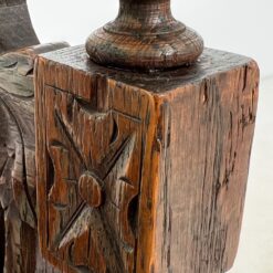 Senovinės ąžuolinės drožinėtos kėdės su eko oda 3 vnt. komplektas 47×46,5×106 cm, 48 cm