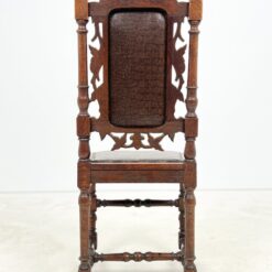 Senovinės ąžuolinės drožinėtos kėdės su eko oda 3 vnt. komplektas 47×46,5×106 cm, 48 cm