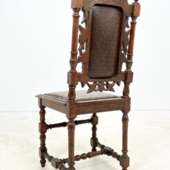 Senovinės ąžuolinės drožinėtos kėdės su eko oda 3 vnt. komplektas 47×46,5×106 cm, 48 cm