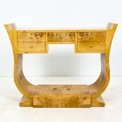 Art Deco stiliaus riešutmedžio lukšto penkių stalčių konsolė 41x130,5x101 cm