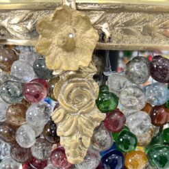 Žalvarinis pakabinamas šviestuvas su spalvoto stiklo karoliukais 35x35x46 cm