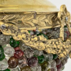 Žalvarinis pakabinamas šviestuvas su spalvoto stiklo karoliukais 35x35x46 cm