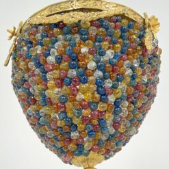 Žalvarinis pakabinamas šviestuvas su spalvoto stiklo karoliukais 35x35x46 cm