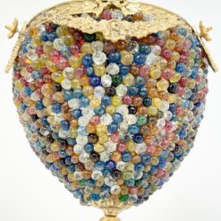 Žalvarinis pakabinamas šviestuvas su spalvoto stiklo karoliukais 35x35x46 cm
