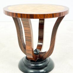 Art Deco stiliaus apvalus riešutmedžio lukšto staliukas 59,5×59,5×59,5 cm