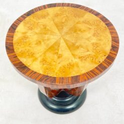 Art Deco stiliaus apvalus riešutmedžio lukšto staliukas 59,5×59,5×59,5 cm