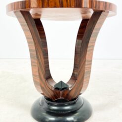 Art Deco stiliaus apvalus riešutmedžio lukšto staliukas 59,5×59,5×59,5 cm