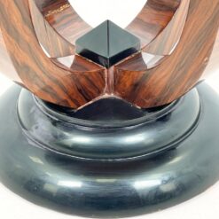 Art Deco stiliaus apvalus riešutmedžio lukšto staliukas 59,5×59,5×59,5 cm