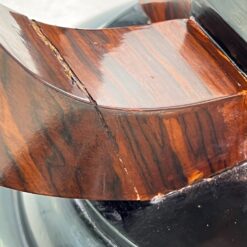 Art Deco stiliaus apvalus riešutmedžio lukšto staliukas 59,5×59,5×59,5 cm