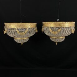 Žalvarinis lubinis šviestuvas su stiklinėmis detalėmis 50x50x40 cm