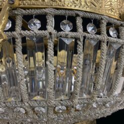 Žalvarinis lubinis šviestuvas su stiklinėmis detalėmis 50x50x40 cm