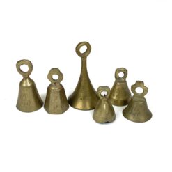 Žalvariniai miniatiūriniai varpeliai 6 vnt. komplektas