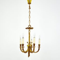 Pakabinamas žalvarinis penkių šakų sietynas 38x38x94 cm