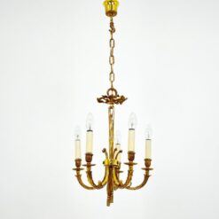 Pakabinamas žalvarinis penkių šakų sietynas 38x38x94 cm