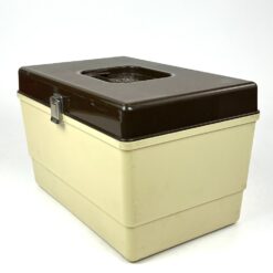 Vintažinė plastikinė dėžutė siuvimo reikmenims 23,5x36x22 cm