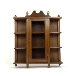 Pakabinama sieninė medinė spintelė su stiklu ir lentynėlėmis 12x38,5x44 cm