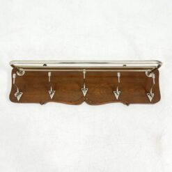 Ąžuolinė sieninė penkių dvigubų kabliukų kabykla su lentyna 27x80x21 cm