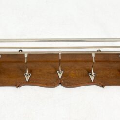 Ąžuolinė sieninė penkių dvigubų kabliukų kabykla su lentyna 27x80x21 cm