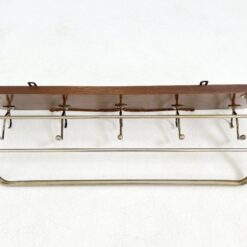 Ąžuolinė sieninė penkių dvigubų kabliukų kabykla su lentyna 27x80x21 cm