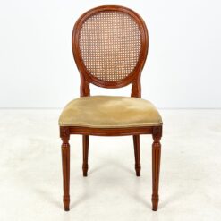 Riešutmedžio kėdė su gobeleno sėdimąja ir ratano atlošu 56x49x98 cm, 50 cm