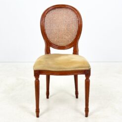 Riešutmedžio kėdė su gobeleno sėdimąja ir ratano atlošu 56x49x98 cm, 50 cm