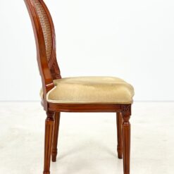 Riešutmedžio kėdė su gobeleno sėdimąja ir ratano atlošu 56x49x98 cm, 50 cm