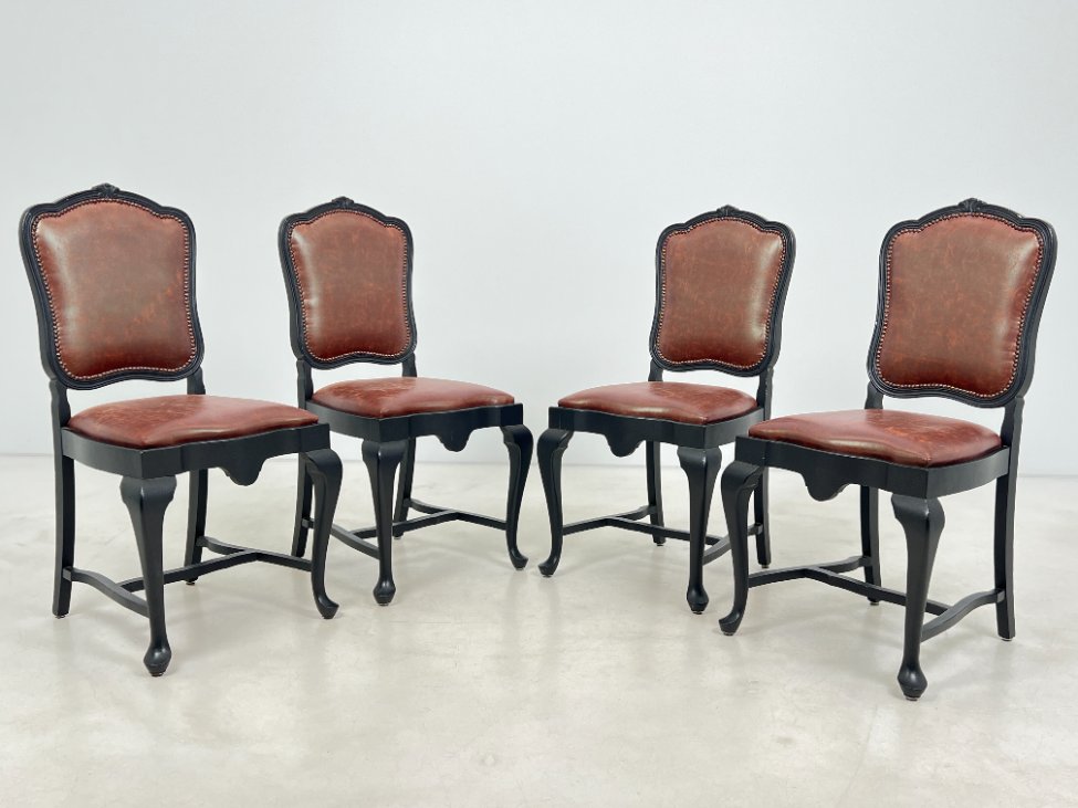 HK1469-kedes-2 Medinės kėdės su eko oda 4 vnt. komplektas 56x52x101 cm, 52 cm