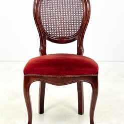 Raudonmedžio kėdės su veliūro sėdimosiomis ir ratano atlošais 4 vnt. kompl. 58x47x99 cm, 50 cm