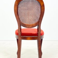 Raudonmedžio kėdės su veliūro sėdimosiomis ir ratano atlošais 4 vnt. kompl. 58x47x99 cm, 50 cm