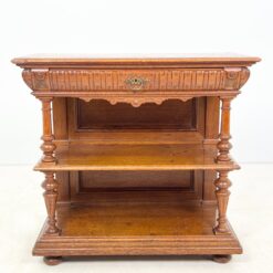 Ąžuolinė vieno stalčiaus konsolė su dviejomis lentynomis 48x100x93 cm